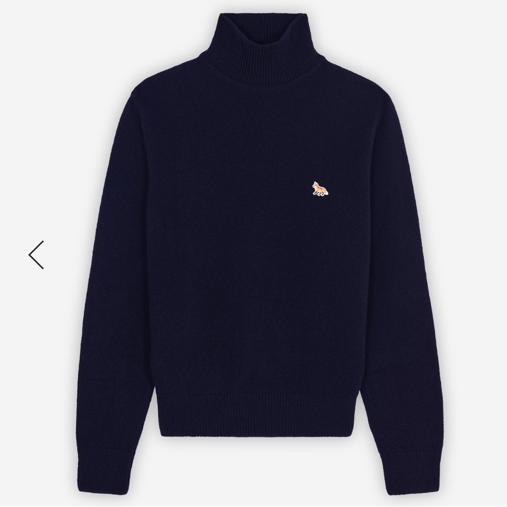 Maison Kitsune Baby Fox navy wool sweater, large NWT